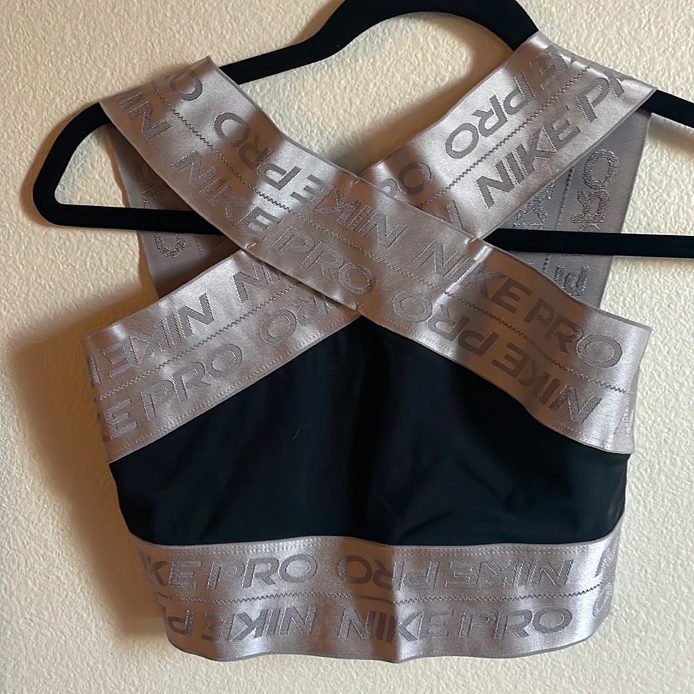 Nike black and silver sports bra